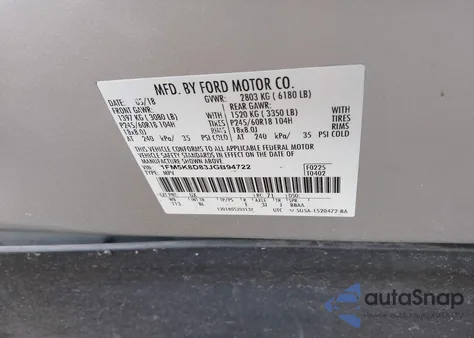 2018 Ford Explorer Xlt z USA, uszkodzony, nr VIN 1FM5K8D83JGB94722